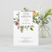 モダンな水彩画のひまわり両親ホワイトウェディング 招待状 (スタンド正面)