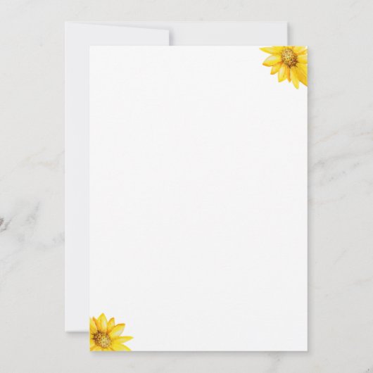 モダンな水彩画のひまわり セーブザデート (裏面)