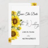 モダンな水彩画のひまわり セーブザデート (正面/裏面)