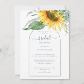 モダンな水彩画のひまわり ブライダルシャワー 招待状 (正面)