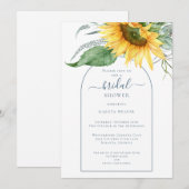 モダンな水彩画のひまわり ブライダルシャワー 招待状 (正面/裏面)