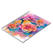 モダンな水彩画のぼかしバラの花束 ノートブック (左側)