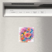 モダンな水彩画のぼかしバラの花束 マグネット (インサイチュ (食洗機))