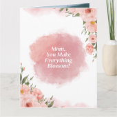 モダンな水彩画のエレガントなピンクの花の母の日 カード (正面)