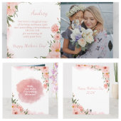 モダンな水彩画のエレガントなピンクの花の母の日 カード