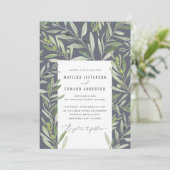 モダンな水彩画のオリーブの枝の葉のセージ 案内状 (スタンド正面)