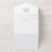 モダンな水彩画のオリーブの枝の葉 サーゲグリーン オールインワン招待状 (外側)