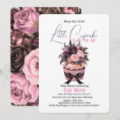 モダンな水彩画のカップケーキ ベビーシャワー3 招待状 (正面/裏面)