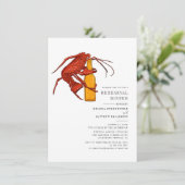 モダンな水彩画のカニの海の幸のリハーサルディナー 招待状 (スタンド正面)