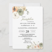 モダンな水彩画のカボチャと花の招待状 招待状 (正面)