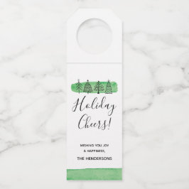 モダンな水彩画のクリスマスのボトルのラベル ボトルネックタグ