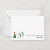 モダンな水彩画のクリスマスツリーのホリデーシーズン ノートカード (正面)