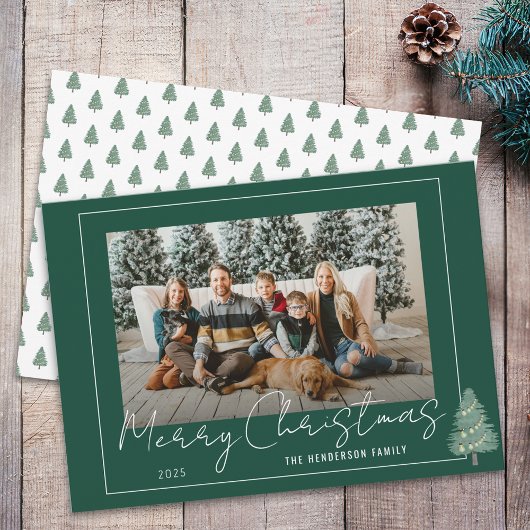 モダンな水彩画のクリスマスツリーの写真 シーズンカード