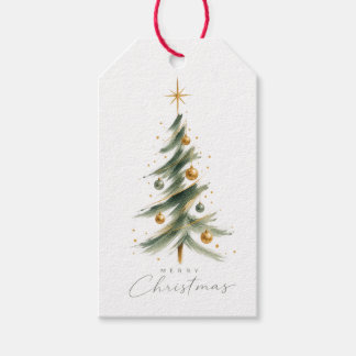 モダンな水彩画のクリスマスツリーギフトタグ ギフトタグ