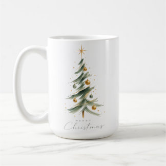 モダンな水彩画のクリスマスツリー コーヒーマグカップ