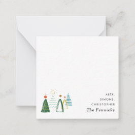 モダンな水彩画のクリスマスツリー スクエア ホリデー ノートカード