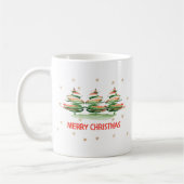 モダンな水彩画のクリスマスツリー - メリークリスマス コーヒーマグカップ (左)