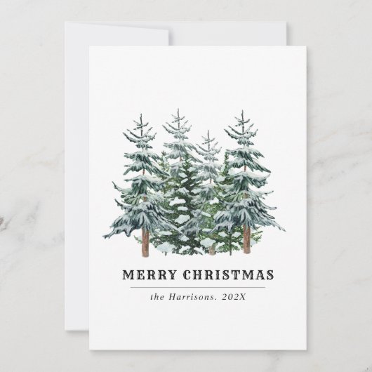 モダンな水彩画のクリスマスツリー(写真以外) シーズンカード (正面)