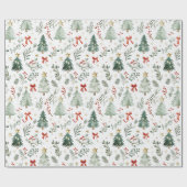 モダンな水彩画のクリスマス包装紙 ラッピングペーパー (フラット)
