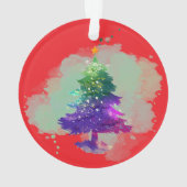 モダンな水彩画のクリスマス カラフルな松の木 オーナメント (裏面)