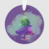 モダンな水彩画のクリスマス カラフルな松の木 オーナメント (正面)