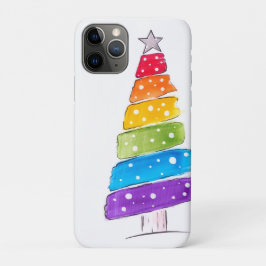 モダンな水彩画のクリスマス カラフルな松の木 iPhone 11 PROケース