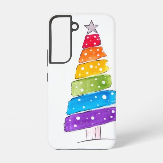 モダンな水彩画のクリスマス カラフルな松の木 SAMSUNG GALAXYケース (裏面)