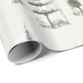 モダンな水彩画のクリスマス　緑の松のプレゼント ラッピングペーパー (ロールコーナー)