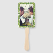 モダンな水彩画のグリーンウェディング フォトプログラム ハンドファン (正面)