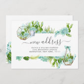 モダンな水彩画のサボテンと多肉植物が動く 案内状 (正面/裏面)