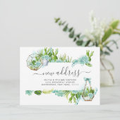 モダンな水彩画のサボテンと多肉植物が動く 案内状 (スタンド正面)