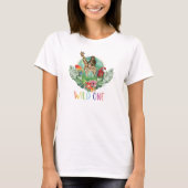 モダンな水彩画のジャングルサファリの動物たち Wild One T Tシャツ (正面)