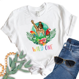 モダンな水彩画のジャングルサファリの動物たち Wild One T Tシャツ