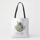 モダンな水彩画のジャングルサファリ動物たち Wild One トートバッグ (正面)