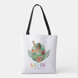モダンな水彩画のジャングルサファリ動物たち Wild One トートバッグ