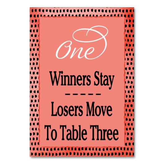 モダンな水彩画のチェリーレッドのBuncoのテーブルカード#1 テーブルナンバー (正面)