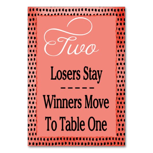 モダンな水彩画のチェリーレッドのBuncoのテーブルカード#2 テーブルナンバー (正面)