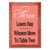 モダンな水彩画のチェリーレッドのBuncoのテーブルカード#3 テーブルナンバー (裏面)