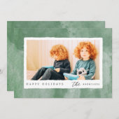 モダンな水彩画のハッピーホリデイズ家族写真 シーズンカード (正面/裏面)