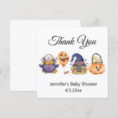 モダンな水彩画のハロウィンベビーシャワーのお礼 ノートカード (正面/裏面)