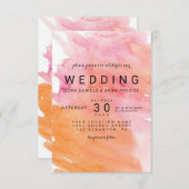 モダンな水彩画のハートの結婚式の招待状 招待状 (正面/裏面)