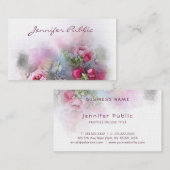 モダンな水彩画のバラの花のアートワークのテンプレート 名刺 (正面/裏面)