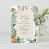モダンな水彩画のパイナップルトロピカル ブライダルシャワー 招待状 (スタンド正面)