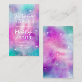 モダンな水彩画のパステル調の星雲のメーキャップアーティスト 名刺 (正面/裏面)