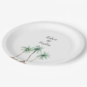 モダンな水彩画のパームツリーウェディング ペーパープレート (アングル)