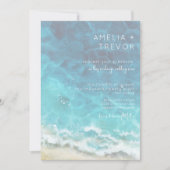 モダンな水彩画のビーチ＆シー ウェディング招待状 招待状 (正面)