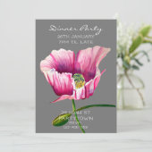 モダンな水彩画のピンクのポピー絵画 招待状 (スタンド正面)