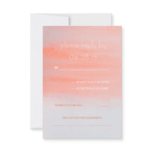 モダンな水彩画のピンク珊瑚の結婚RSVPのカード