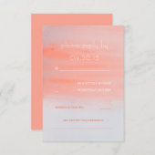 モダンな水彩画のピンク珊瑚の結婚RSVPのカード 出欠カード (正面/裏面)