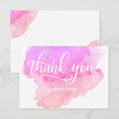 モダンな水彩画のピンク、モモは感謝していしています サンキューカード (正面/裏面)